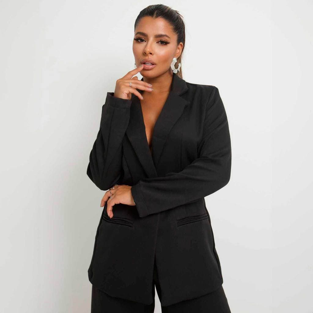 Blazer Feminino Alongado em Alfaiataria Premium com Botão Único