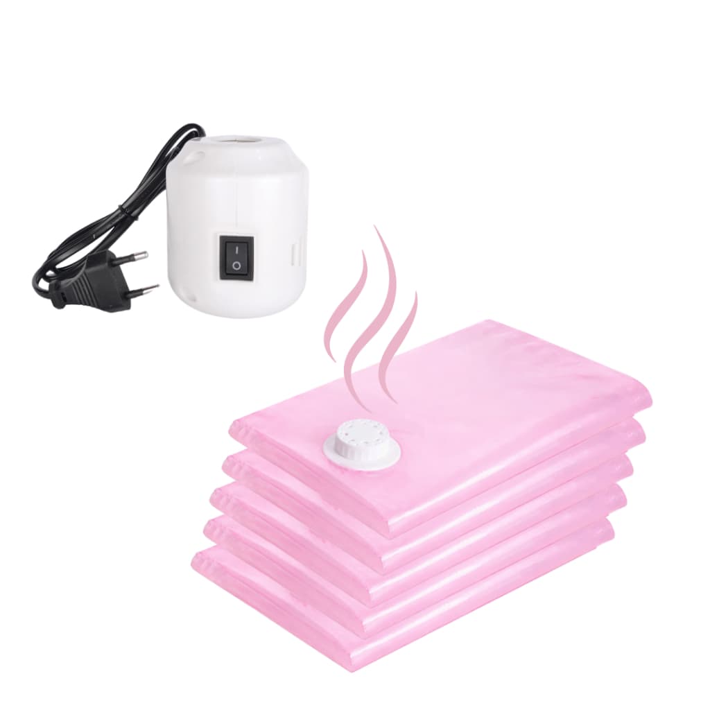 5 Saco À Vácuo Perfumado Rosas Organizador + Bomba Elétrica 110V ou 220V