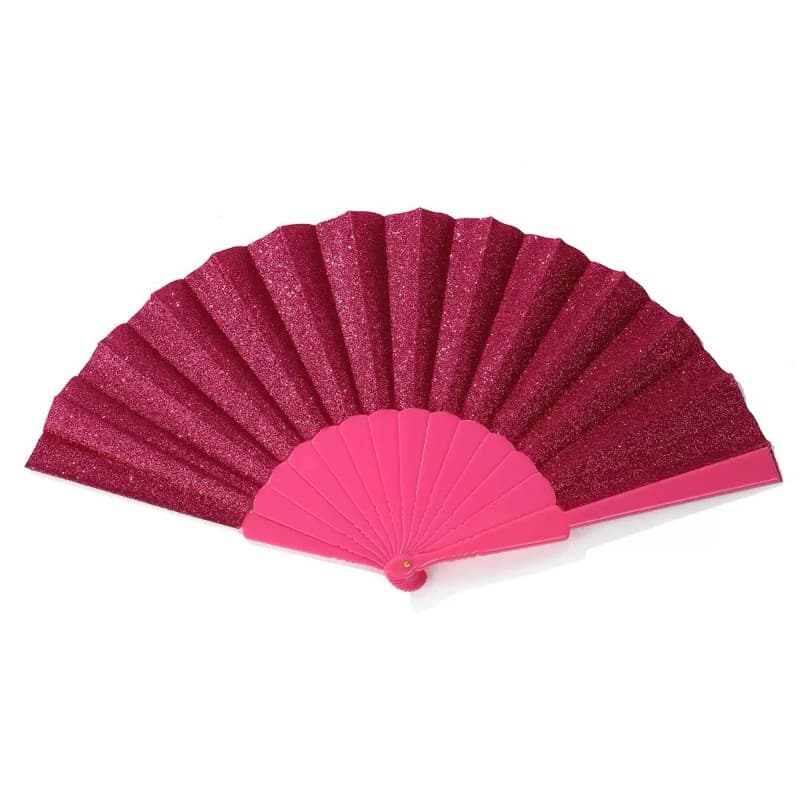 Leque Oriental Brilho Glitter Colorido Para Festa Dança Carnaval Decoração Tamanho P