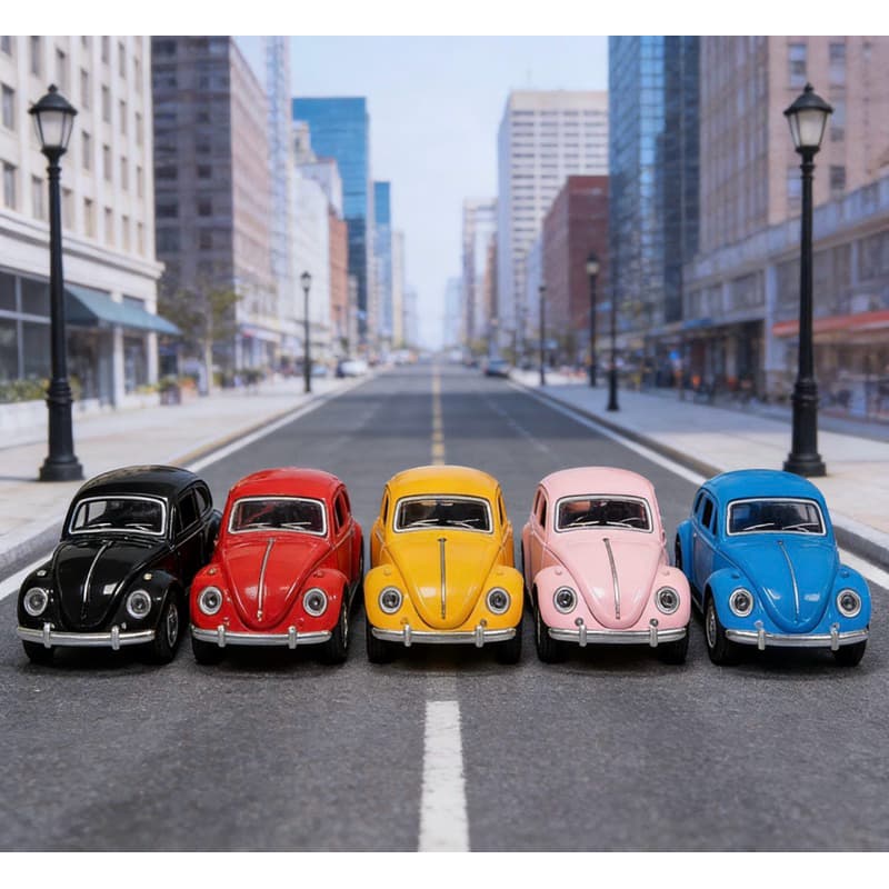 Miniatura de Fusca com Movimento de Fricção para Abertura de Portas e Capô