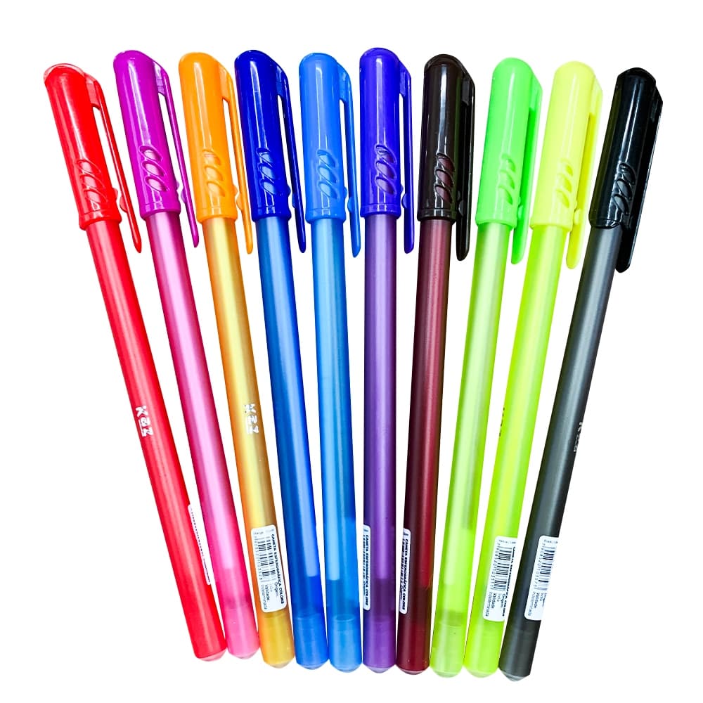 Kit 10 Canetas Esferográficas Colorida Ponta 1.0mm Super Macia Kaz