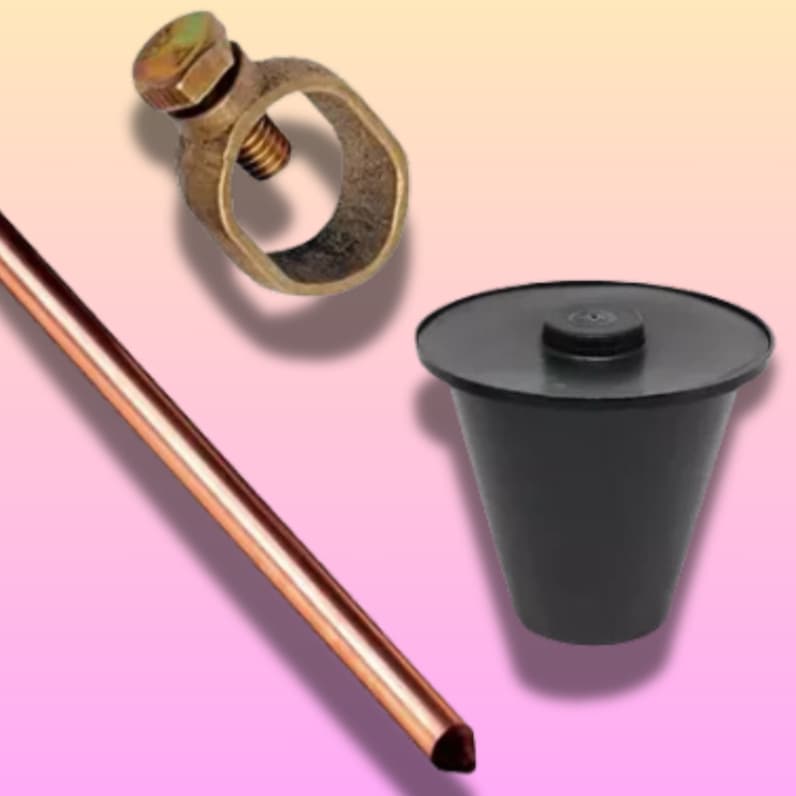 1 HASTE TERRA 10mm x1,2mt CONECTOR E CAIXA DE INSPEÇÃO CONICA ATERRAMENTO