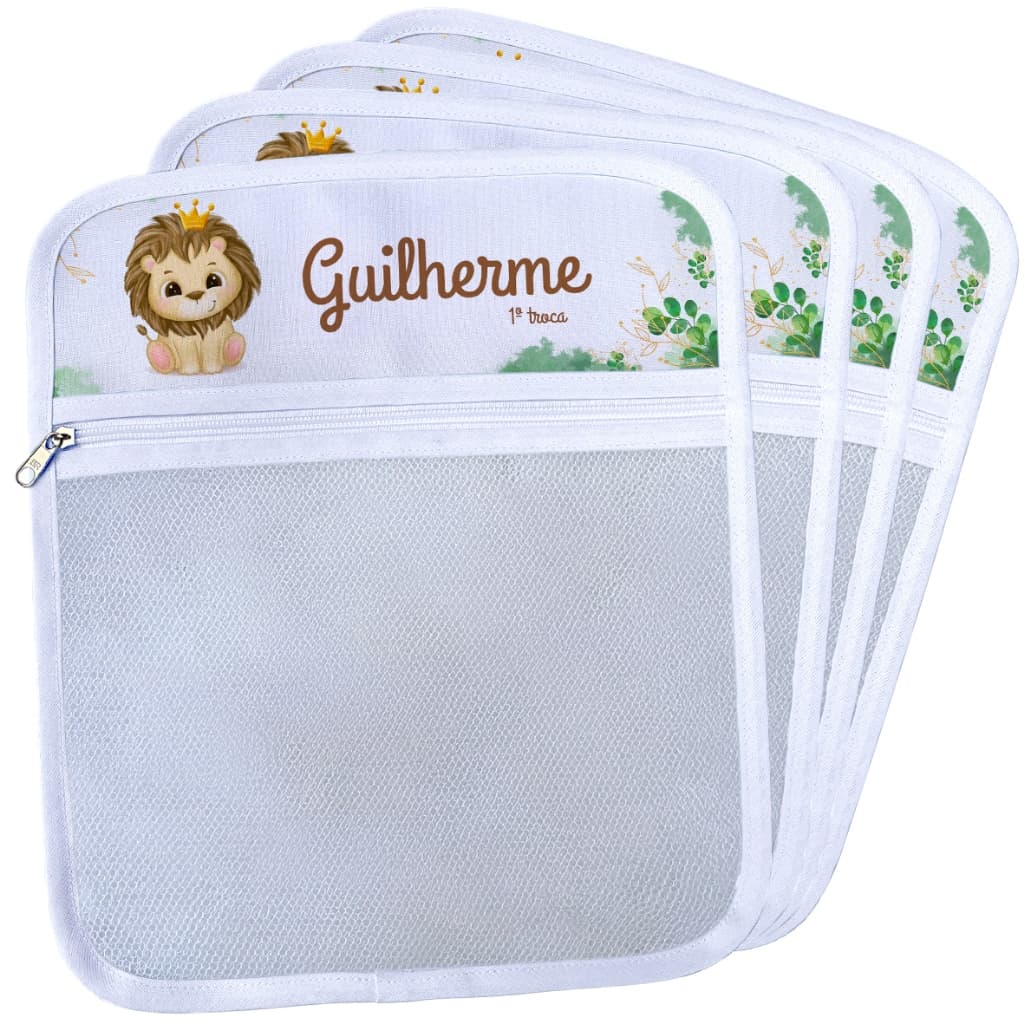 Saquinhos Organizador Saída Maternidade Bebê  Leãozinho Baby Cute Aquarela Personalizado