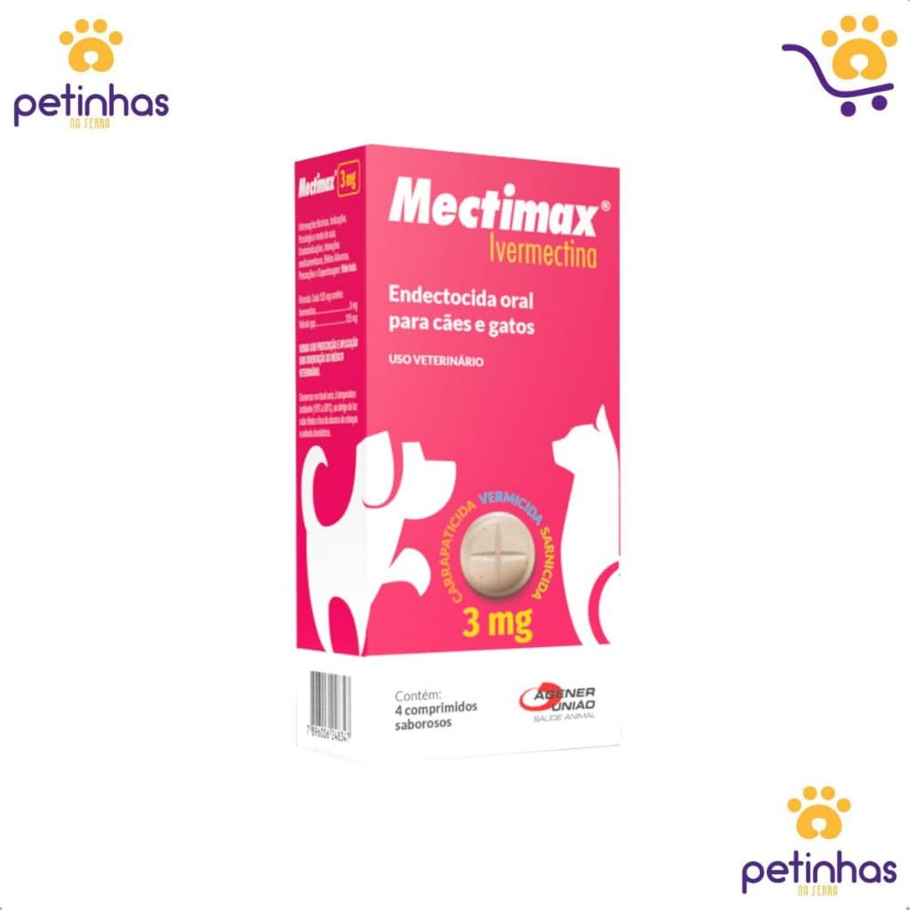 Mectimax 3Mg - Blister com 4 Comprimidos Antiparasitário P/ Cães E Gatos - Agener