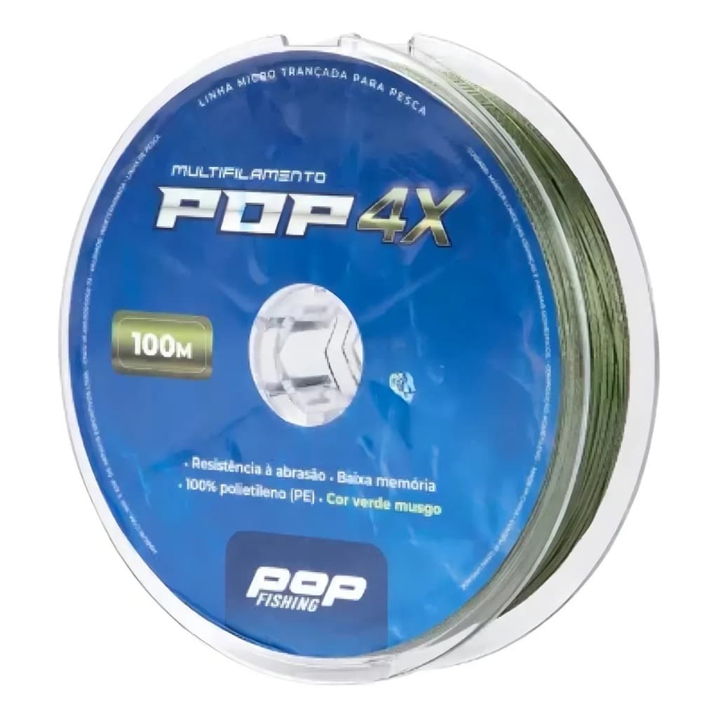 Linha de Pesca Multifilamento 4X POP – 4 Fios – Verde 100m – Alta Resistência (Várias Medidas)