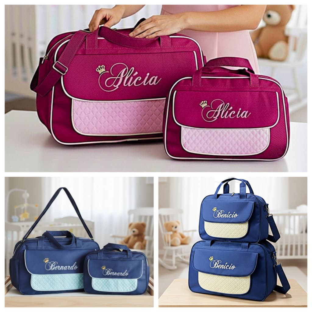 Bolsas de Maternidade Personalizadas com Nome do Bebê kit Menino / Menina Promoção Enxoval 2pçs