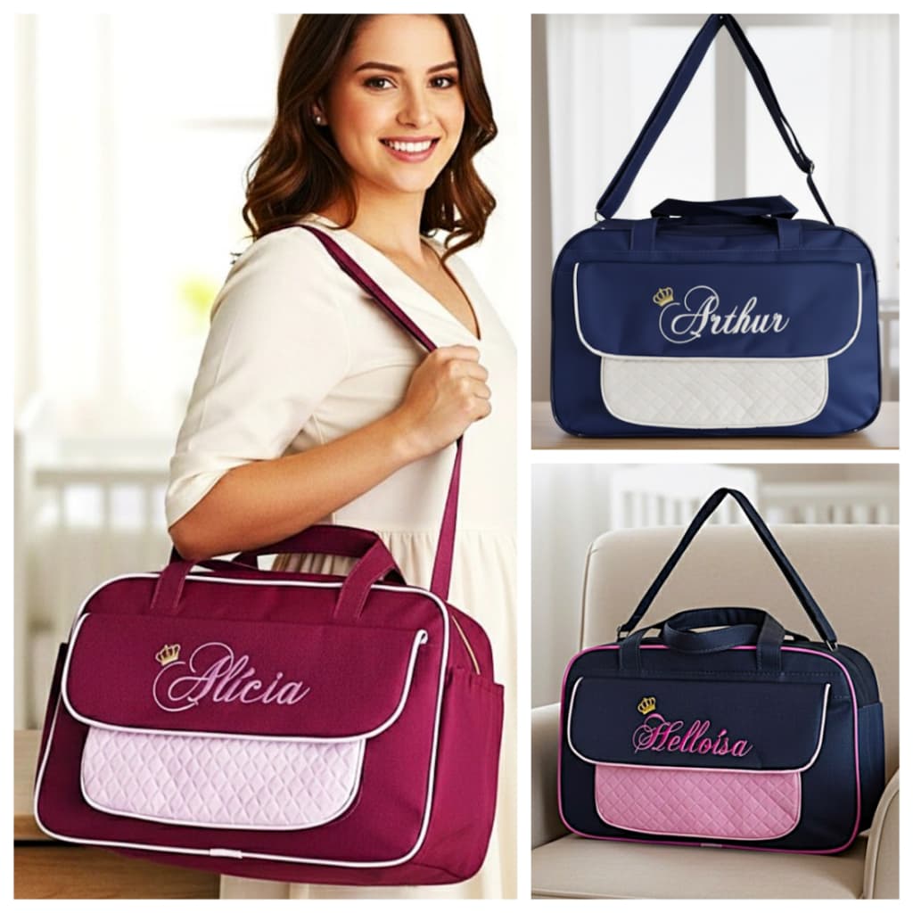 Bolsa Maternidade Personalizadas com Nome do Bebê Grande Menino / Menina Promoção