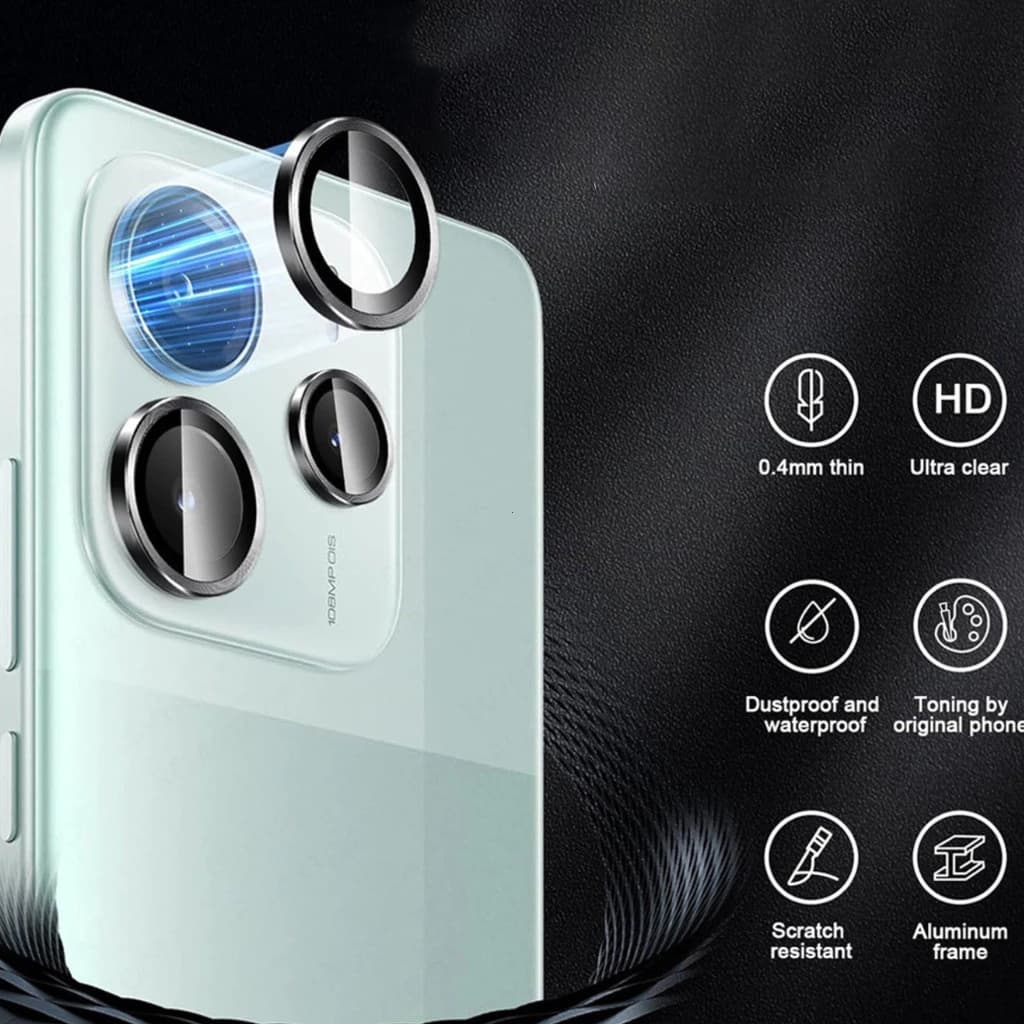 Xiaomi POCO X6 X7 PRO Redmi 12 13 RM NOTE 14 Protetor De Tela De Lente De Câmera Anel De Metal Com Vidro Tempera
