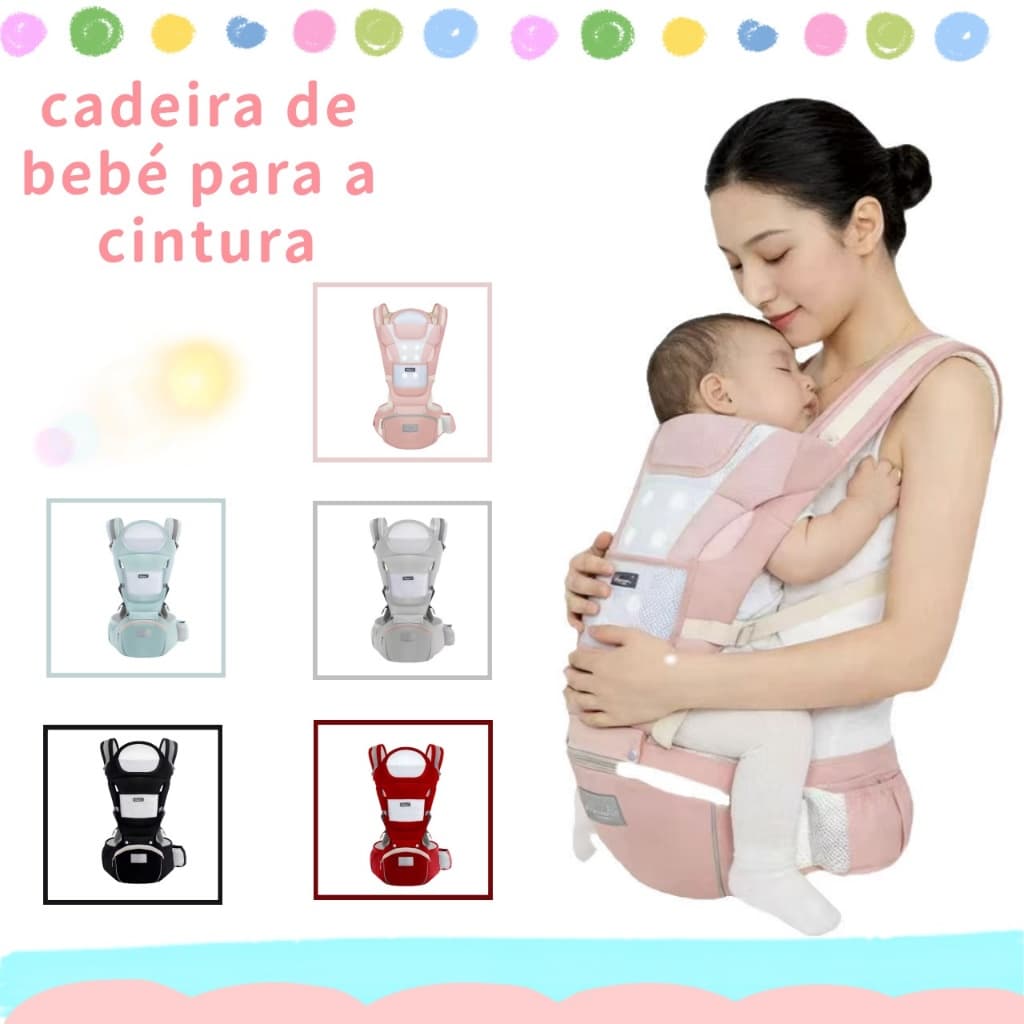 Carrier Para Bebê Premium Passeio Banco Cintura Canguru Bebe Diversas Cores