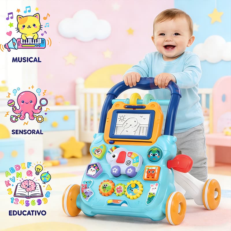 Andador Infantil Empurrador Infantil Educativo Bebê Musical Empurrador Quadro Magico Educativo P20