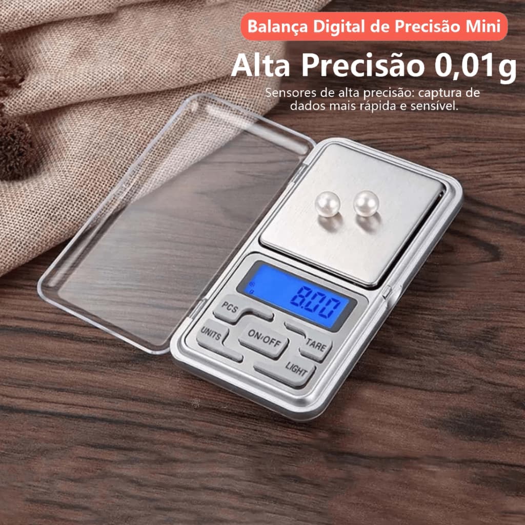 Mini Balança Digital De Bolso Alta Precisão Portátil 0,01g Até 500g Digital LCD Bandeja Cozinha
