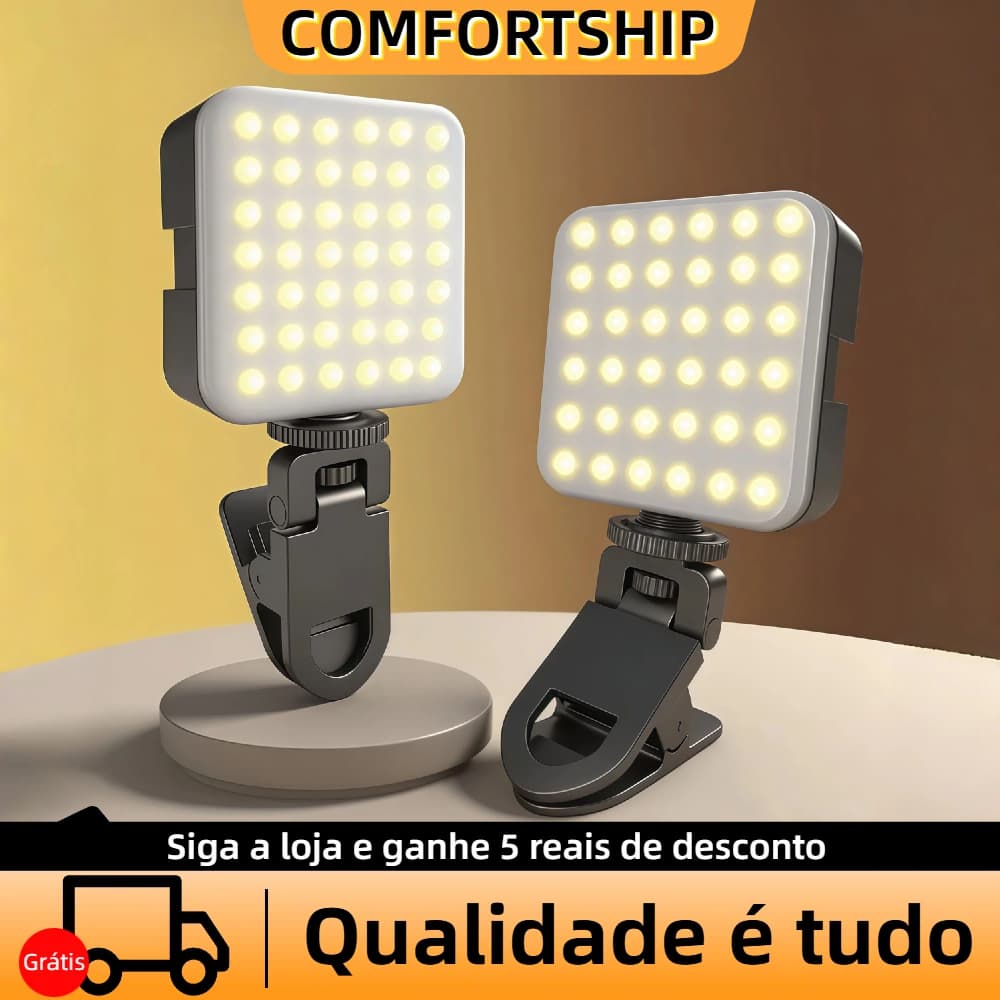 Luz Led Com Clip-on Portatil Para Celular iPad Camera Video