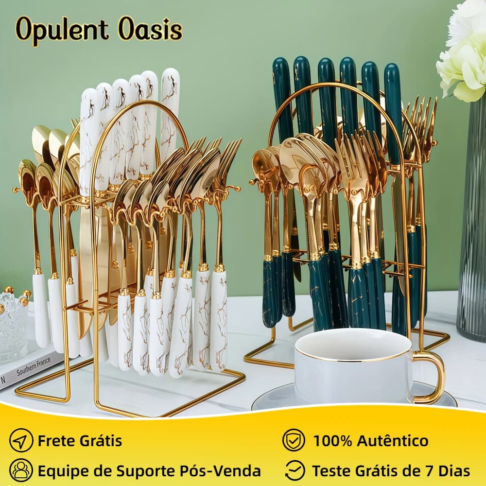 Kit 24 peças Talheres Colher Garfo Faca aço inoxidável de luxo  (Sem Suporte) Para Casa e Catering de Hotel