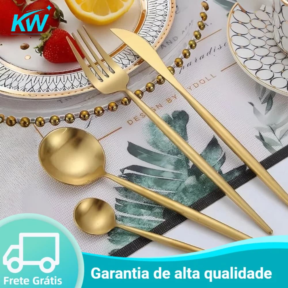 24/48 peças Jogo Talheres Inox  Slim faqueiro Em Aço para cozinha utensílios domésticos