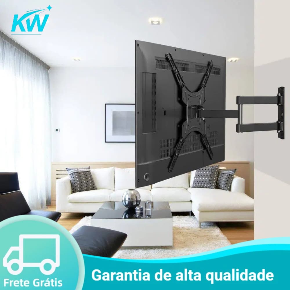 Suporte Articulado TV  Full Motion Para Parede 10-80 polegadas Fino Colado 5min Instalação  LED/LCD/OLED/QLED