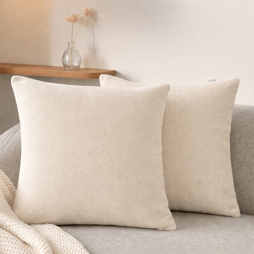 Kit Capa de Almofada Bouclé Deluxe com Zíper Invisível 42cm x 42cm Toque Extra Macio