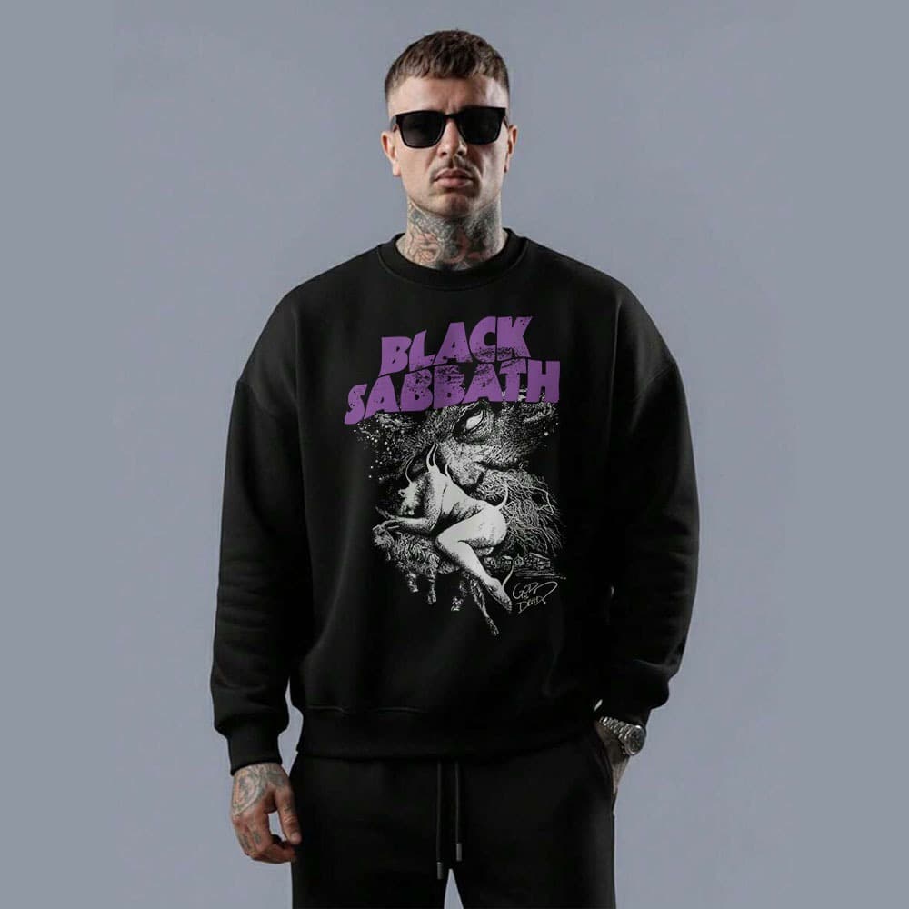 Moletom gola careca masculino blusa em algodão black sabbath god is dead skull dark metal