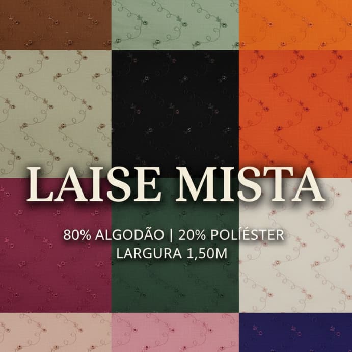 3 Metros De Tecido Laise Mista Premium 80% Algodão / 20% Poliéster
