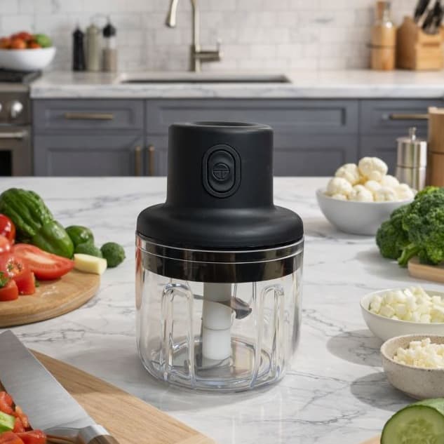 Processador de Alimentos Elétrico – 250ml | 3 Lâminas | USB