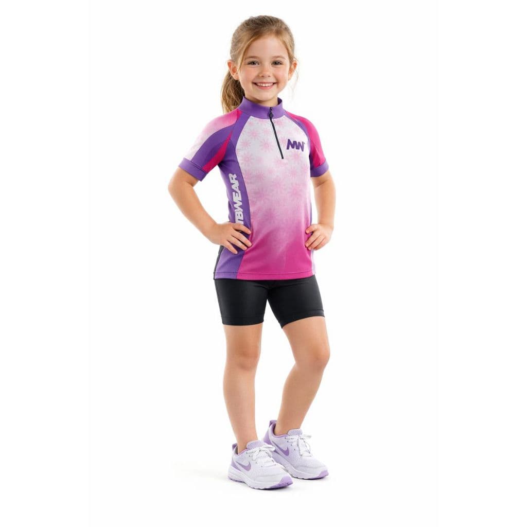 Camisa Ciclismo MTB  FLORAL ROSA/LÍLAS Infantil Camiseta Ciclista COD 44