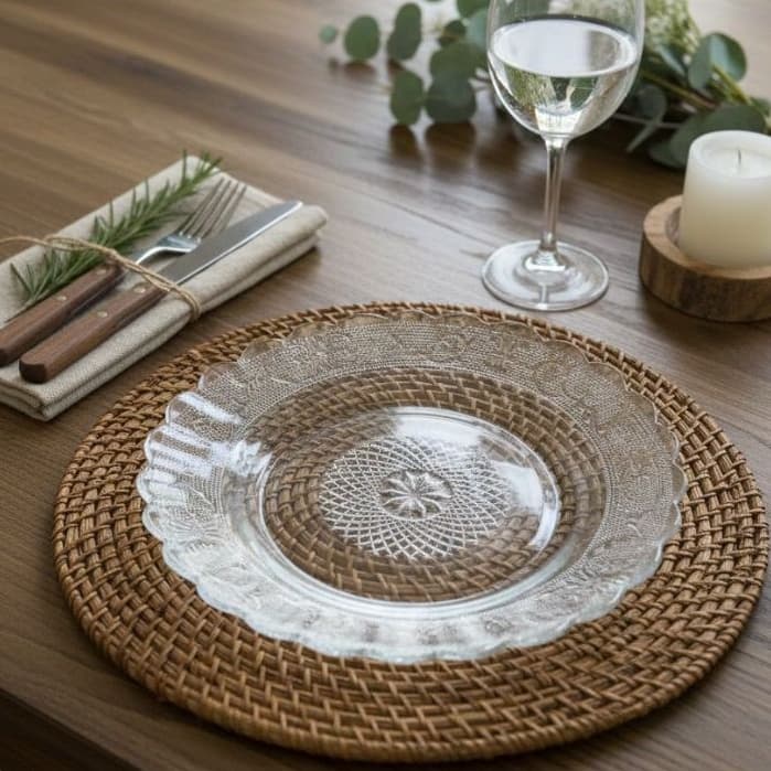 Prato Fundo Em Vidro com Bordas Onduladas 22 cm