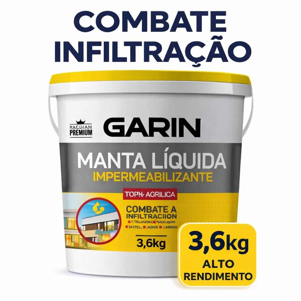 Manta Líquida Emborrachada Impermeabilizante Garin 1,2kg ou 3,6kg