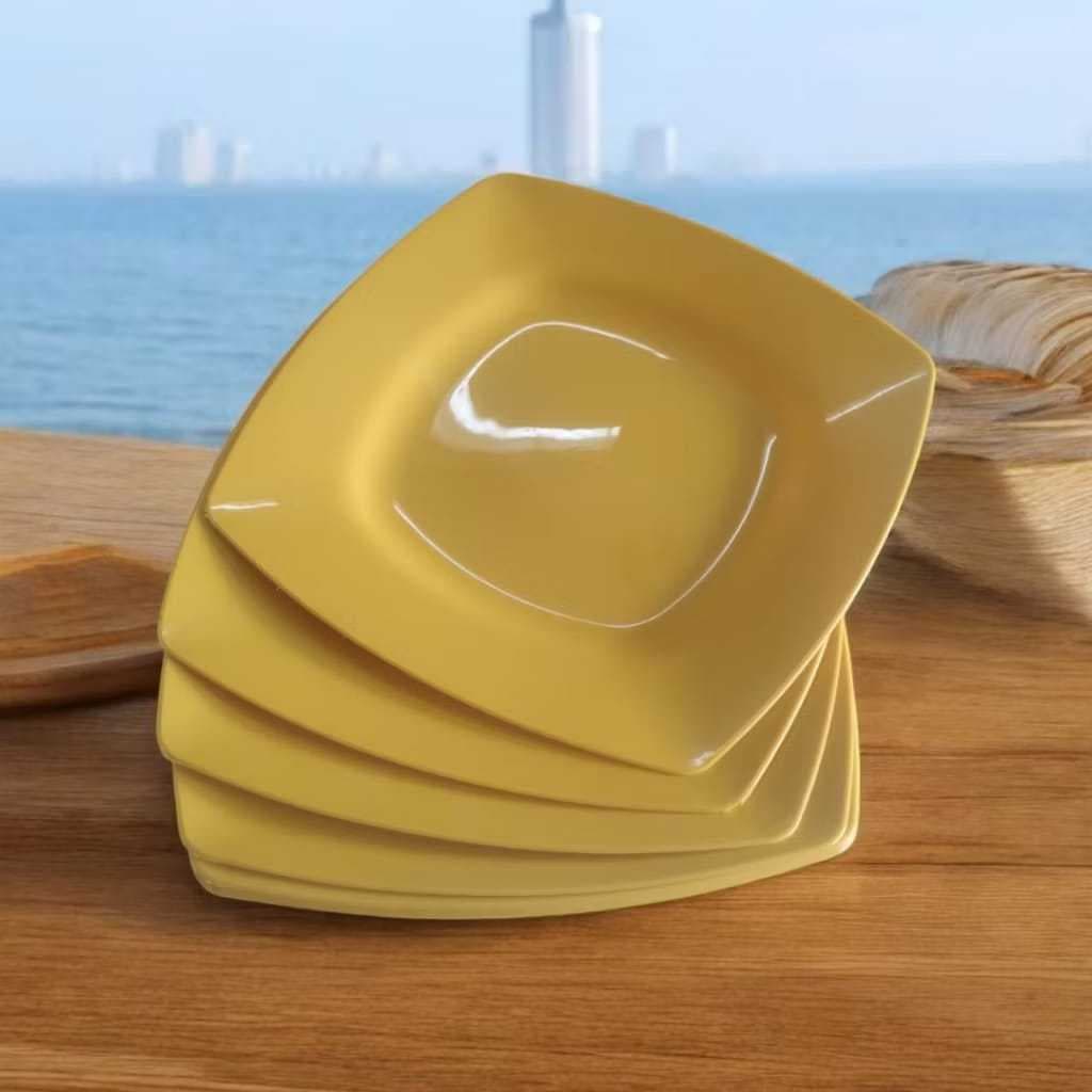 Prato Quadrado para Sobremesa Reforçado com boa Durabilidade(Plástico). Café da Manhã/Festa/Lanche