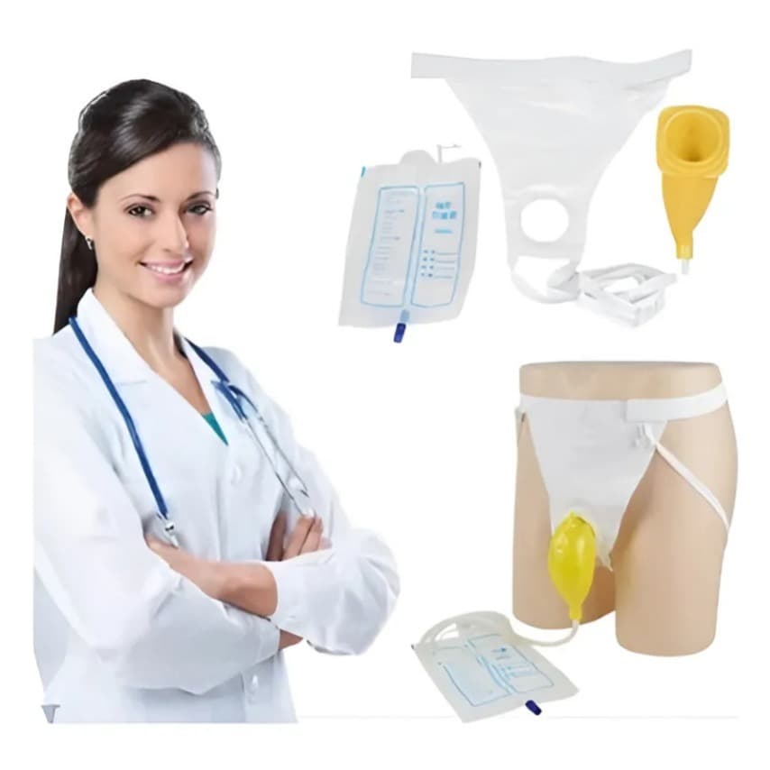 Coletor De Urina Masculino Com Bolsa 1000ml Incontinência Branco