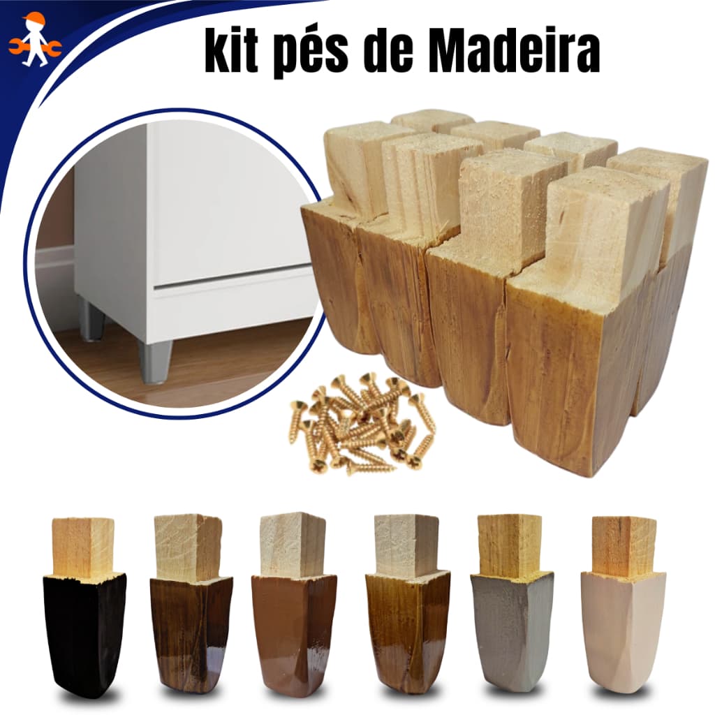 Pé de Madeira Para Guarda Roupa E Cômoda Prático e Versátil