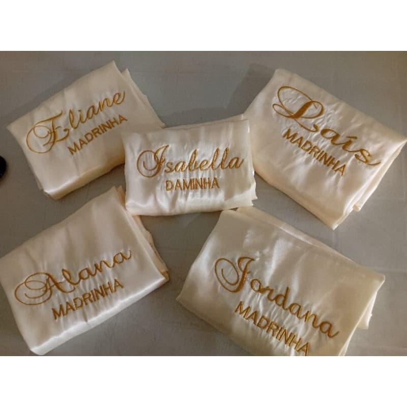 kit robe de cetim 6 adultos + 1 infantil personalizados