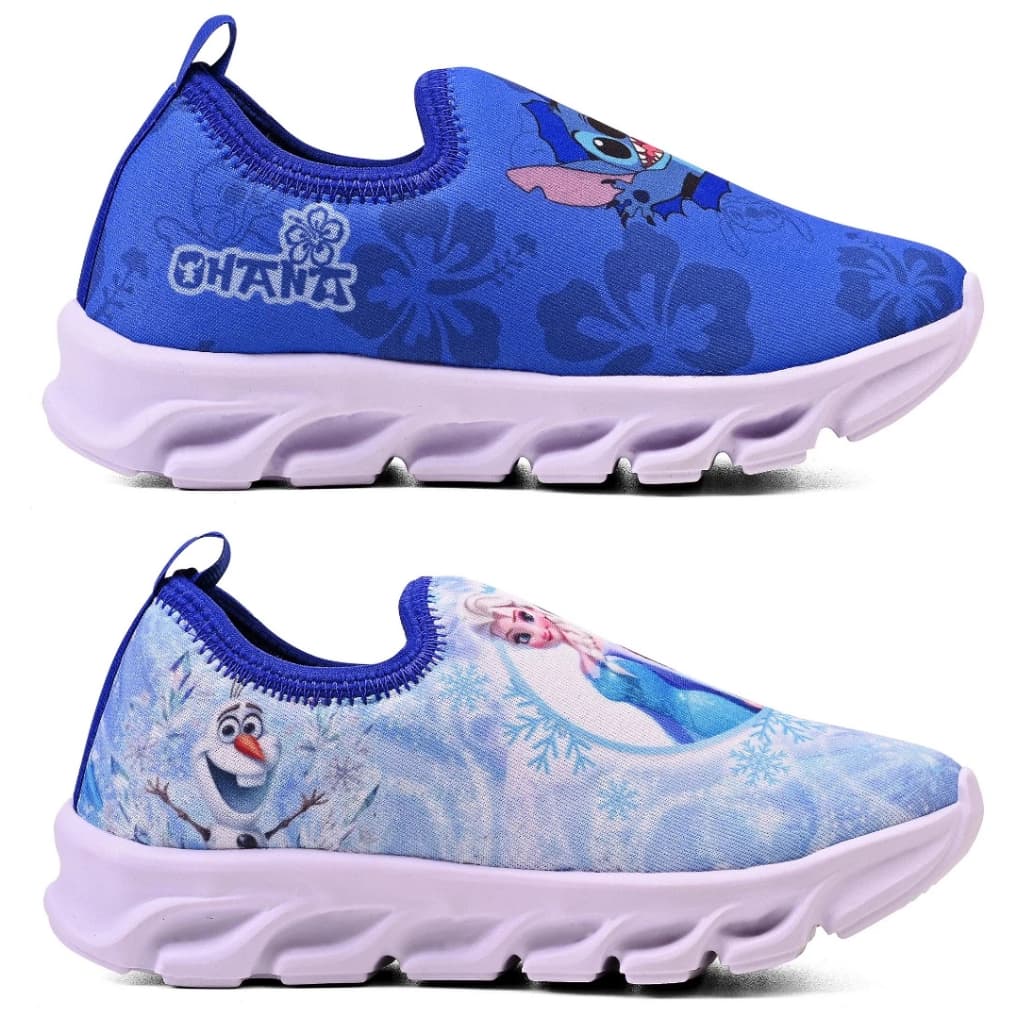 Kit 2 pares Tênis Infantil Calce Fácil Menina Personagem Passeio Leve Confortável Envio Rápido