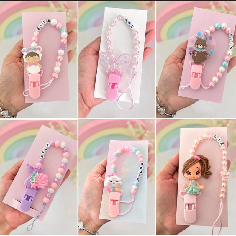 prendedor de chupeta personalizado com nome menina
