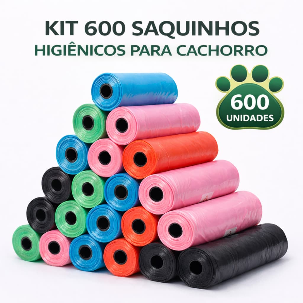 Kit 600 Saquinhos Higiênicos Refil Cata Caca Economize Já