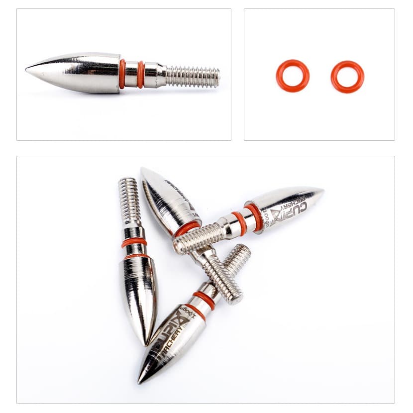 Ponta de flecha Storm Arrow, com pontas roscadas de aço e anéis de borracha para instalação segura