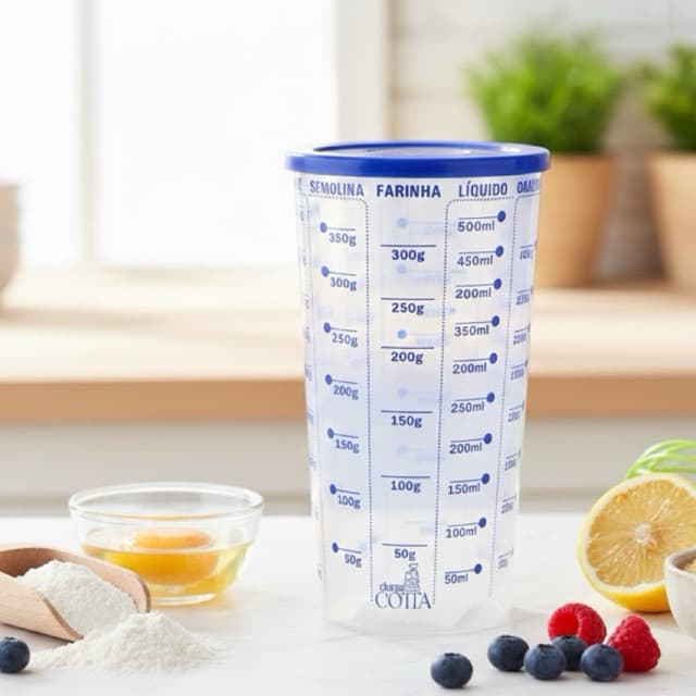 Copo Medidor Graduado 500ml Geladinho Bolo Massa Liquidos Receitas com Tampa