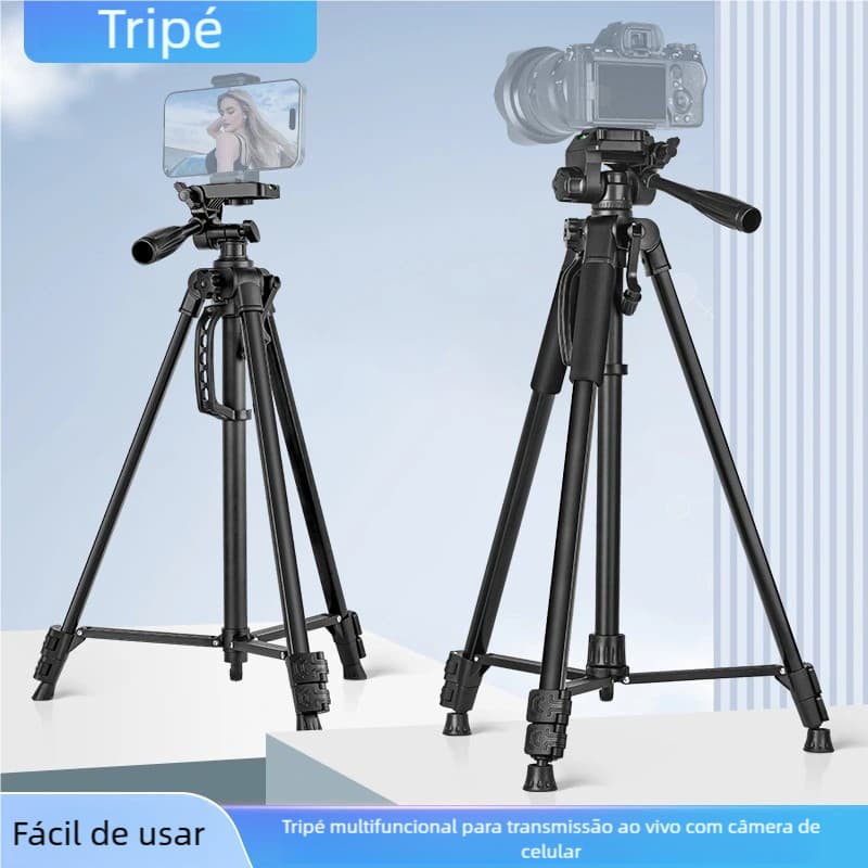 Tripé Profissional Para Câmera E Celular + Bolsa e Tripé Para Celular