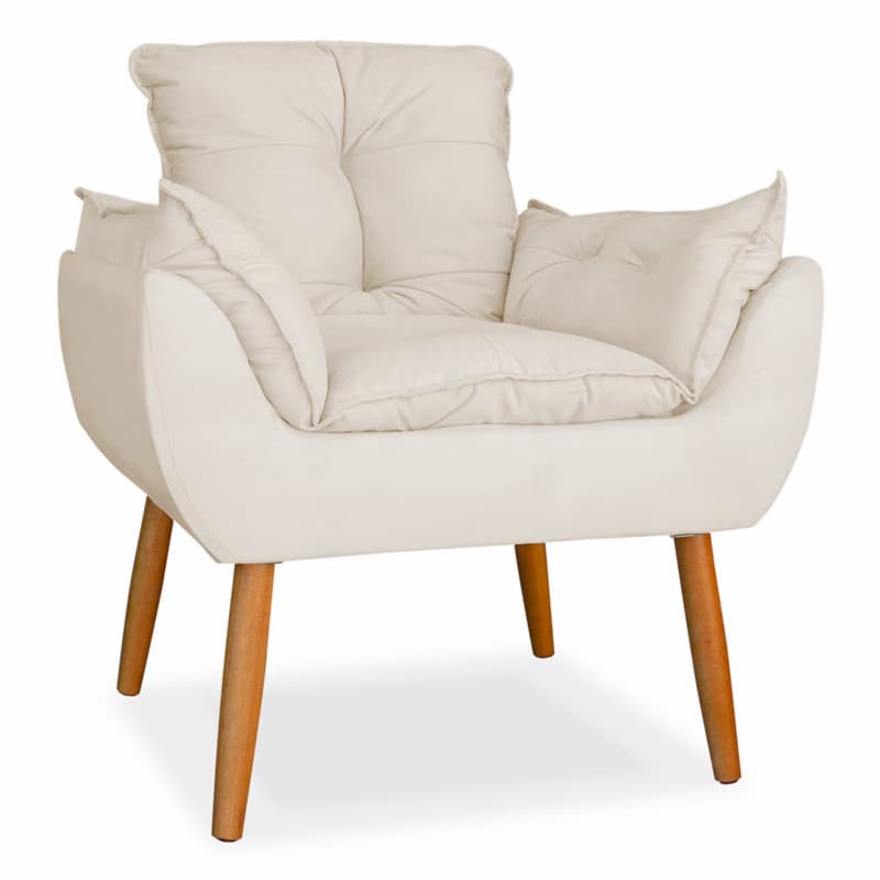 Poltrona opala luxo pés palito para amamentação bege