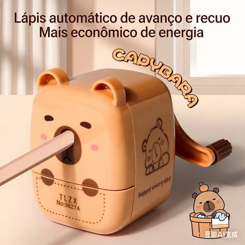 Apontador de lápis manual Kapibala com manivela, alimentador de grafite, apontador de lápis manual para estudantes.