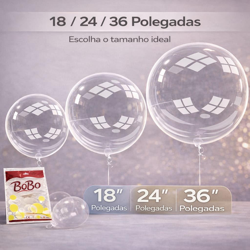 Balão Bubble Bolha Transparente 18" 24" 36" Polegadas