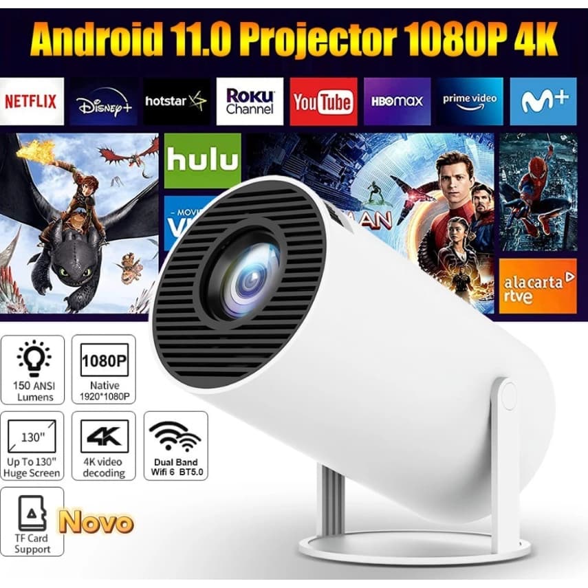 Projetor Copa do Mundo 4K HD 150 Polegadas Celular, Tv B0x, Xbox, PS, Pc, Wifi HY300 Pro Magcubic