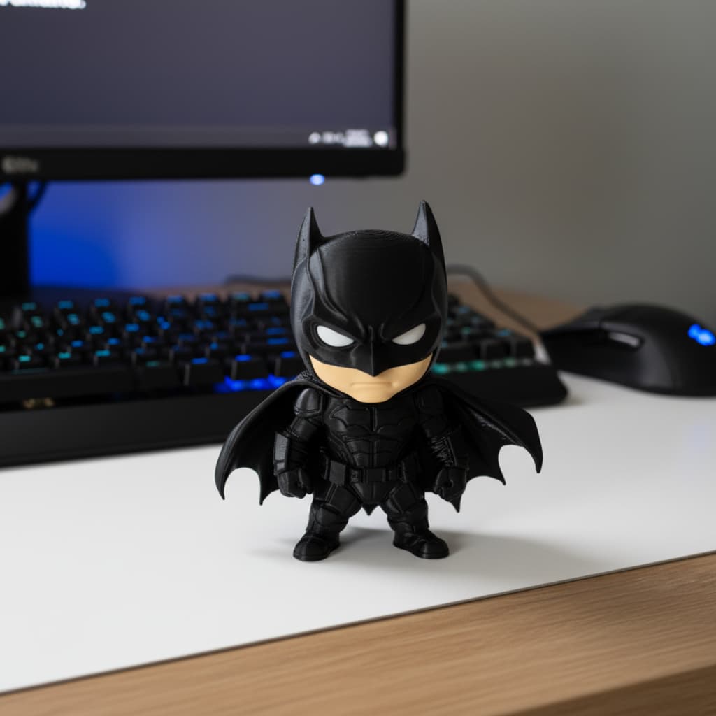 Action Figure Batman Preto Fosco: Colecionável Exclusivo em PLA, Detalhes Incríveis!