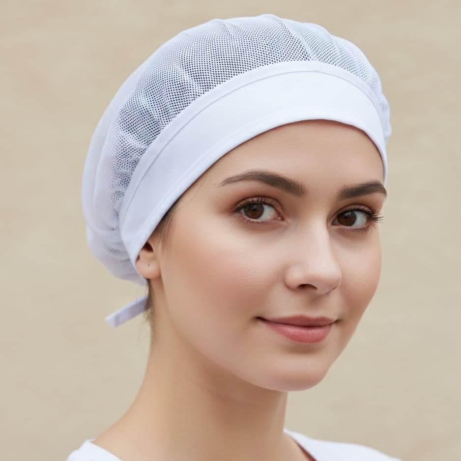 Touca de Cozinha Branca com Aba e Amarração – Uso Profissional