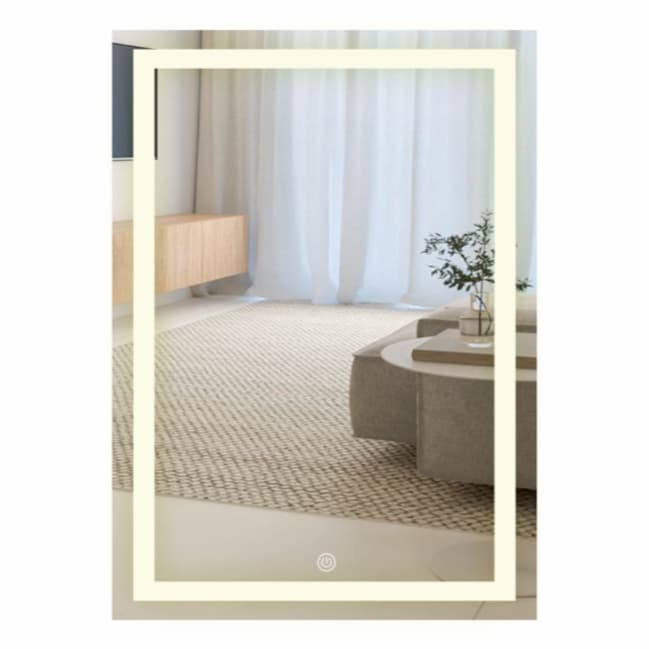 Espelho Retangular Jateado com 3 TONS DE LED e  touch screen, FONTE SLIN, decoração Várias Medidas