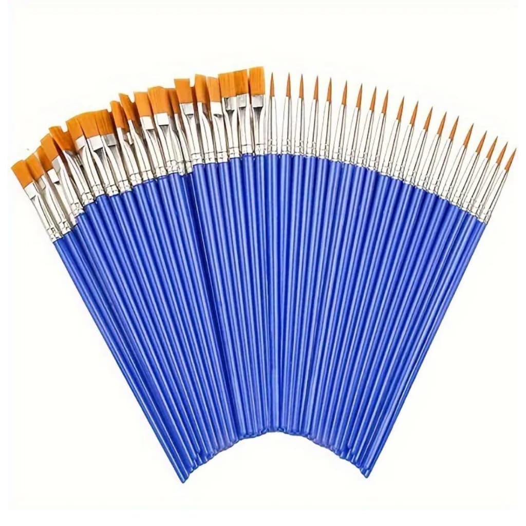 Pincéis para Pintura (20 Unidades) Ponta Fina e Chata - Para Tinta Guache Aquarela e Acrílica Artesanato Cerdas De Nylon