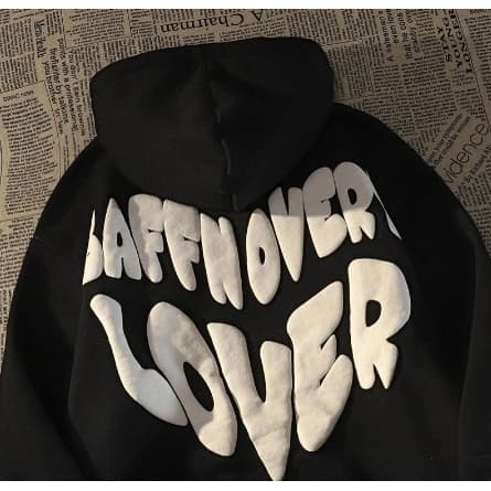 Casaco Moletom Americano de Alta Rua Amor Solto Versátil Moda!