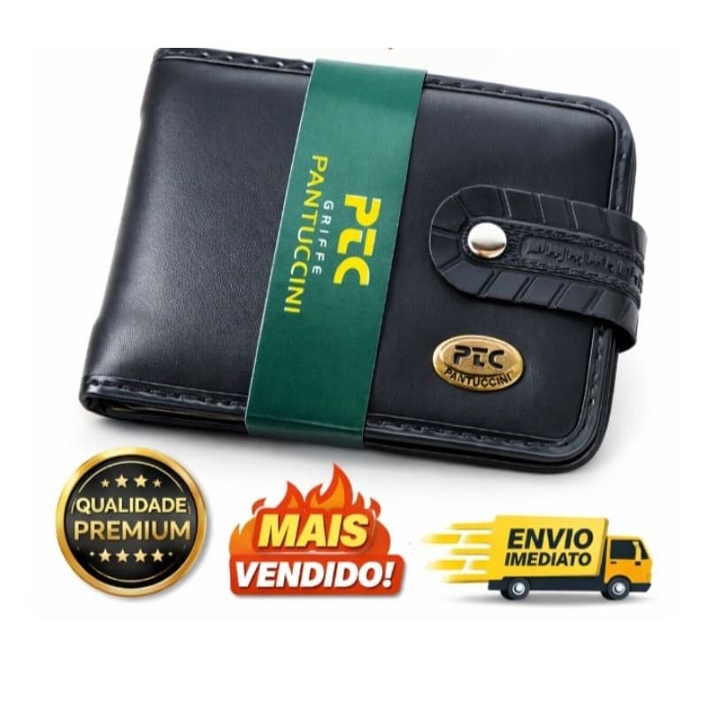Carteira masculina(cabe identidade)carteira preta de couro sintético.