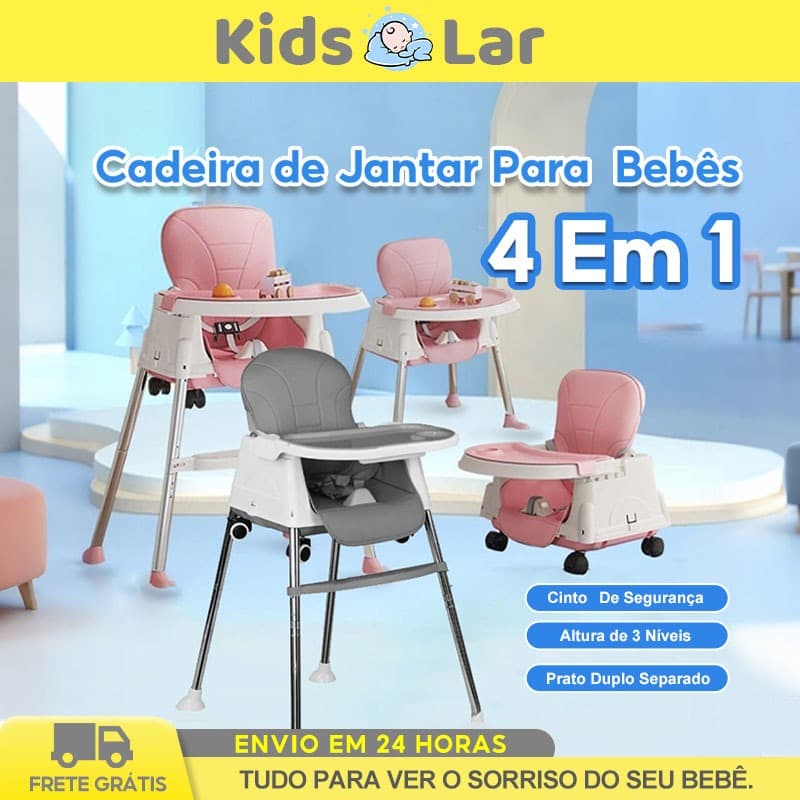 4 Em 1 Cadeira de Alimentação Infantil Portátil Com Bandeja Removível Ajustável Multiuso Para Bebê 6 Meses a 4 Anos