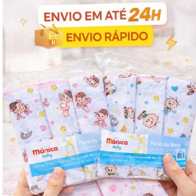 Pano de Boca Bebê 3 ou 6 Unidades 34x40 Babete 100% Algodão Enxoval.