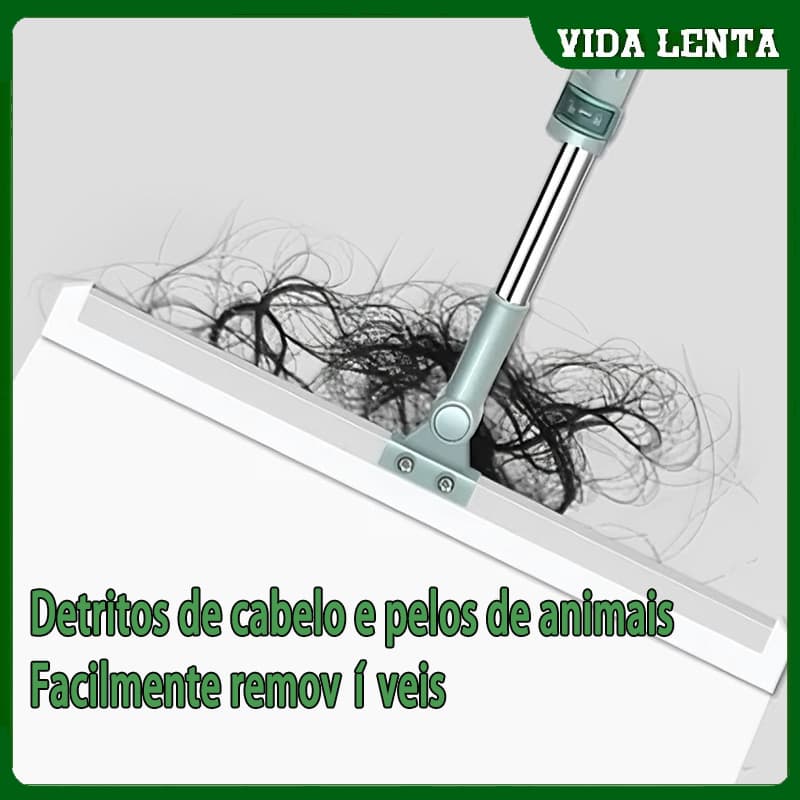 Vassoura Mágica Rodo de Silicone Cabo 100CM Uso Duplo Para Limpeza de Piso Vidros Com Gancho Secos e Molhados