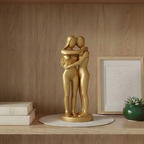 Escultura Casal Minimalista Estatueta 3D Decorativa Enfeite de Sala Quarto Presente Casamento Bodas